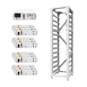 Sistema Completo de Rack de Baterias de Alta Voltagem DEYE de 61.4 kWh (12 Módulos + BMS + Armário)
